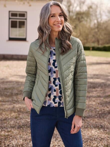 Leichtsteppjacke im Beutel Khaki