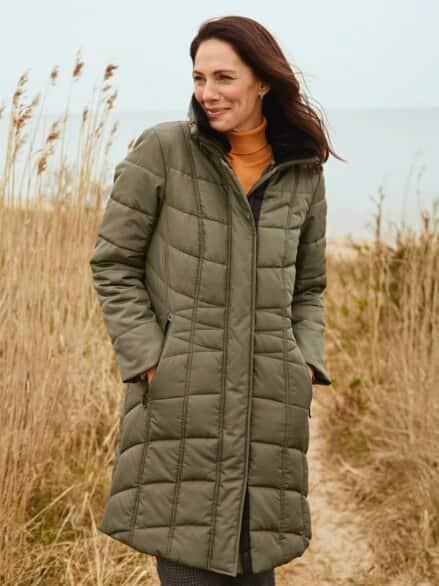 Steppmantel Kuschelkragen Oliv