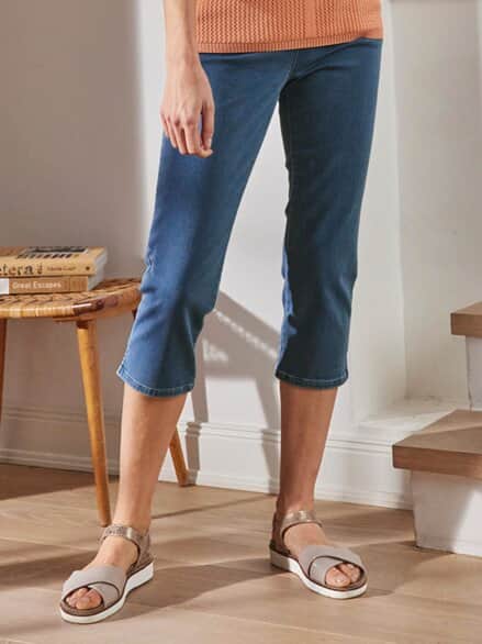 Capri-Bequembundjeans Powerstretch Dark Blue Denim Capri-Bequembundjeans Powerstretch Dark Blue Denim