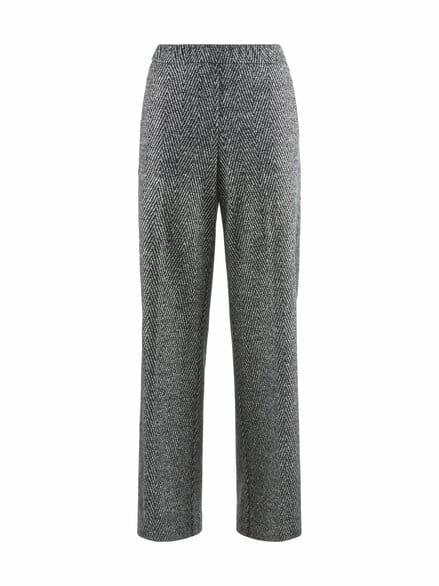 Flanell Jersey-Marlenehose Schwarz/Grau