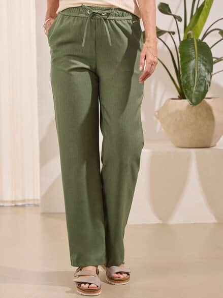 Schlupfbundhose Reise-Leinen Khaki