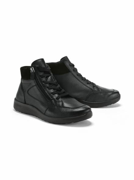 Hirschleder-Stiefelette Bequemweite Schwarz Hirschleder-Stiefelette Bequemweite Schwarz