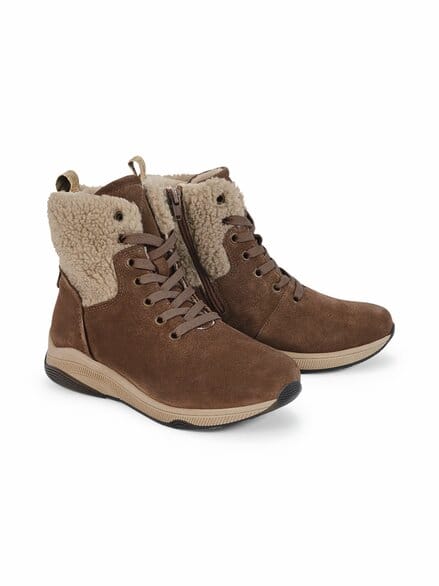 Plüsch-Stiefel Winterfest Taupe
