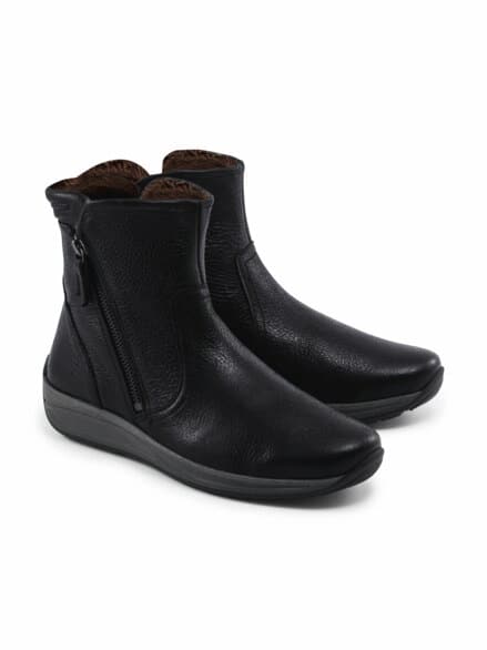 Hirschleder-Bootie Warmfutter Schwarz Hirschleder-Bootie Warmfutter Schwarz
