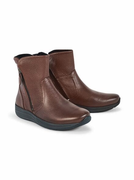 Hirschleder-Bootie Warmfutter Cognac