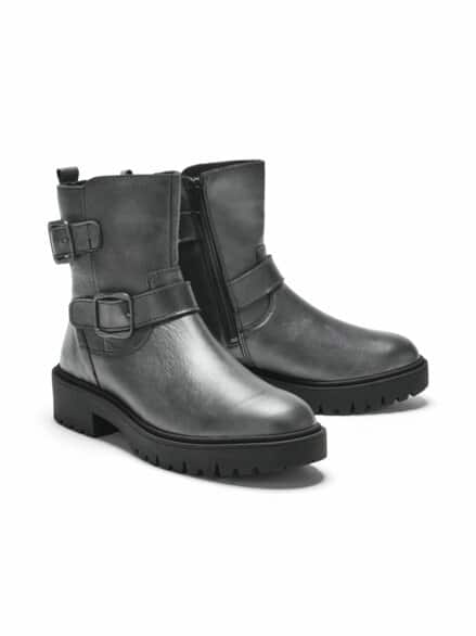 Hallux-Stiefelette Reißverschluss Silber Metalic