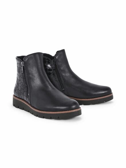 Hallux-Stiefelette Kroko Schwarz