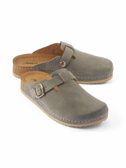 Naturform-Pantolette Memory-Foam Grau-Grün