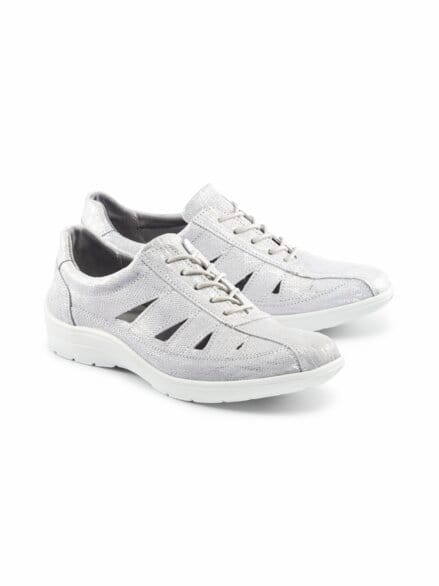 Bequem-Schnürer Atmungsaktiv Weiss/Silber