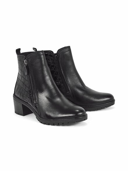Hallux-Absatz-Stiefelette Kroko Schwarz