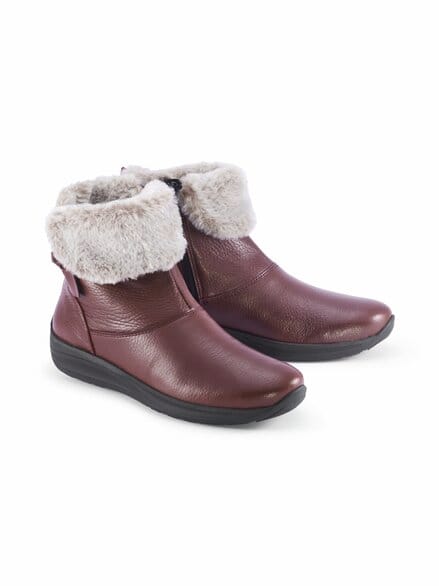 Hallux-Hirschleder Kuschel-Bootie Bordeaux