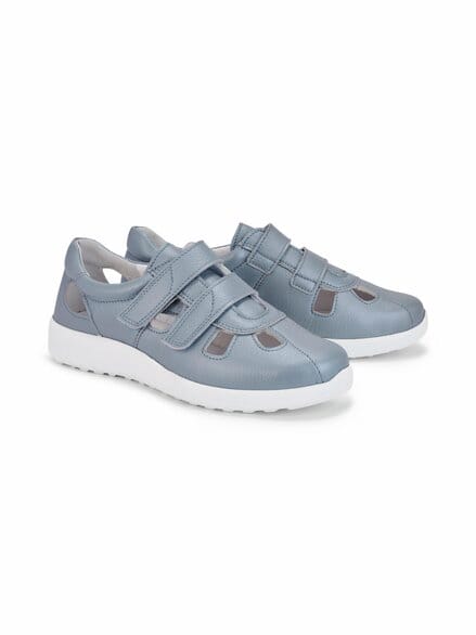 Hirschleder-Klettschuh Komfortweite Hellblau Hirschleder-Klettschuh Komfortweite Hellblau