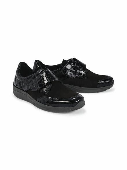 Hallux-Klettschuh Bequemsoft Schwarz-Kroko