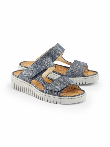 Waldläufer-Hallux Pantolette Blau gemustert Waldläufer-Hallux Pantolette Blau gemustert