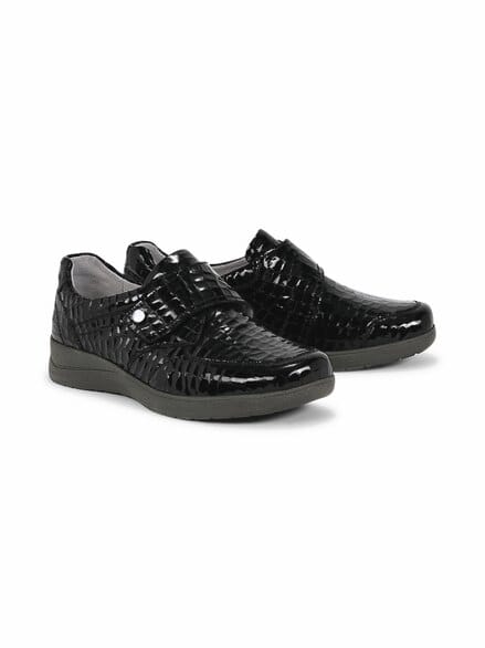 Hallux-Klettschuh Komforweite Schwarz-Lack Hallux-Klettschuh Komforweite Schwarz-Lack