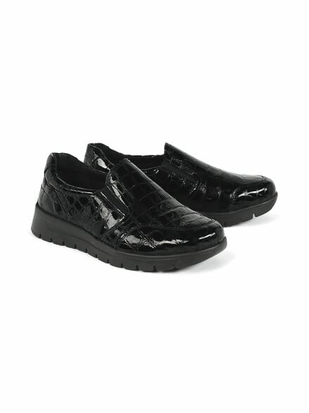 Hallux-Slipper Extraweit Schwarz-Kroko