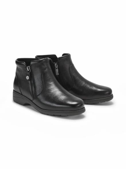 Doppel-Reißverschluss Stiefelette Schwarz Doppel-Reißverschluss Stiefelette Schwarz