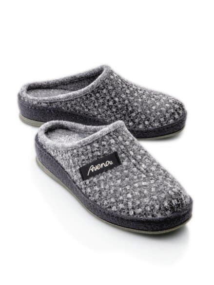 Wollfilz-Pantolette Grau gepunktet Wollfilz-Pantolette Grau gepunktet