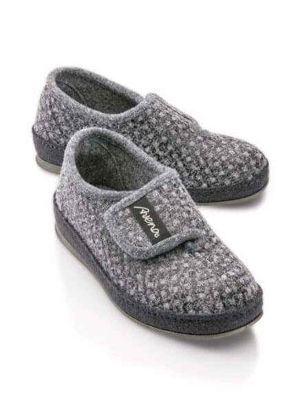 Wollfilz-Klettslipper Grau gepunktet Wollfilz-Klettslipper Grau gepunktet