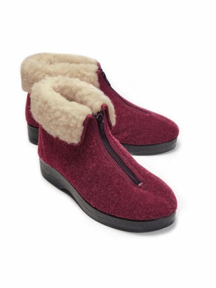 Reißverschluss-Hausschuh Thermo Bordeaux