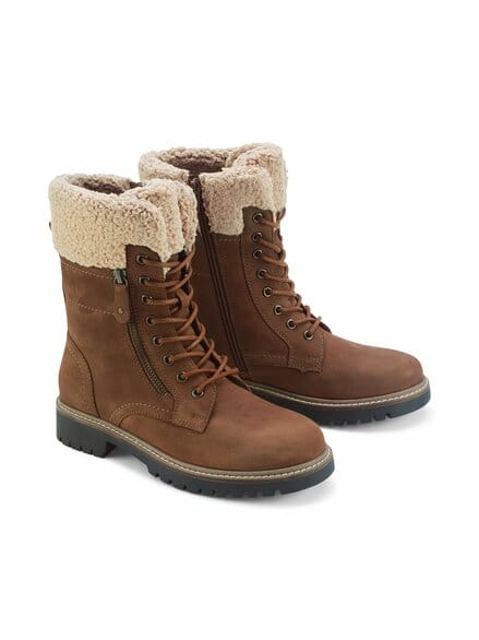 Schnürstiefelette Warmfutter Cognac