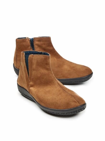 Hallux-Stiefelette Samtweich Cognac