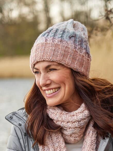 Strickmütze Zopfmuster Rosé