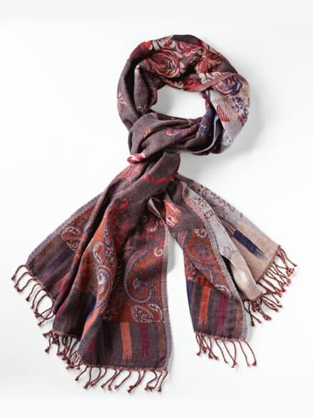 Jacquard-Schal Floral Rot gemustert