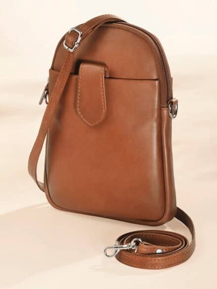 Leder-Handytasche Cognac
