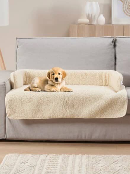 Schurwoll-Sofaschoner Hund & Katze Natur