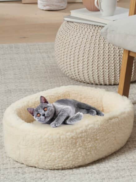 Schurwoll-Körbchen Hund&Katze Natur