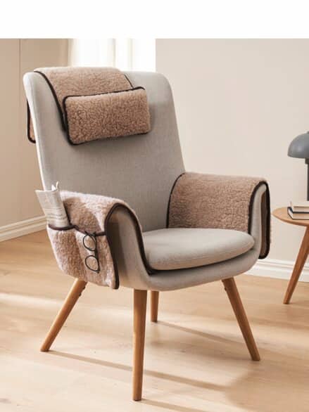 Schurwoll-Sessel-Komfort-Garnitur Hellbraun