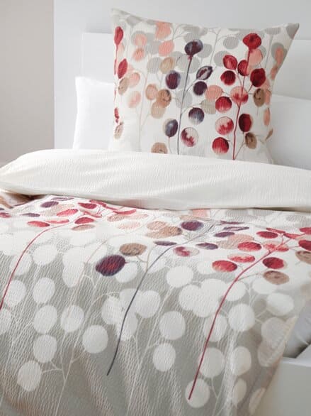 Seersucker-Bettwäsche-Set Blätter Weiß-gemustert Seersucker-Bettwäsche-Set Blätter Weiß-gemustert