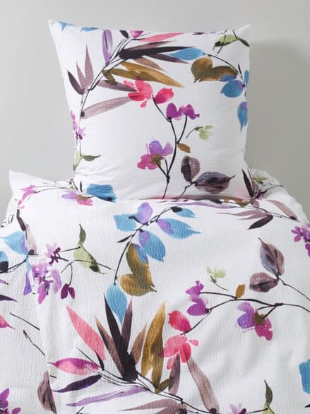 Seersucker-Bettwäsche-Set Floral Weiß-gemustert Seersucker-Bettwäsche-Set Floral Weiß-gemustert