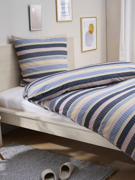 Thermo-Flanell-Bettwäsche-Set Streifen Blau