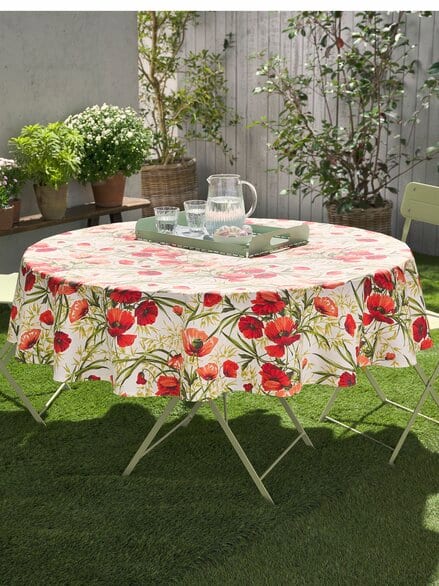 Sander Tischdecke Rund Abwaschbar Rot-Natur