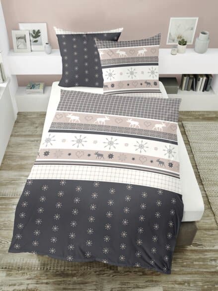Feinbiber-Winter-Bettwäsche-Set Natur-Anthrait