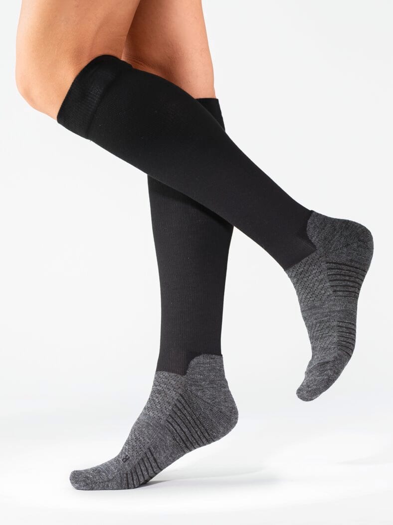 Avenafit-Stützstrumpf Merino Schwarz-Grau