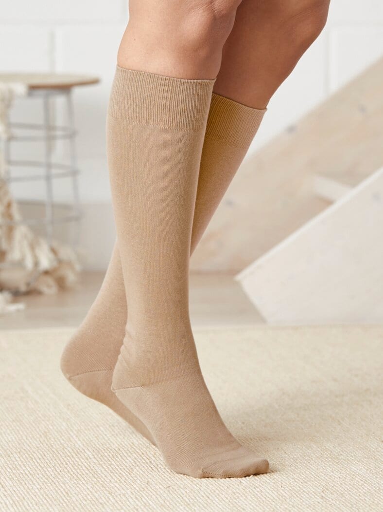 Baumwoll-Stützstrumpf 2 Paar Beige