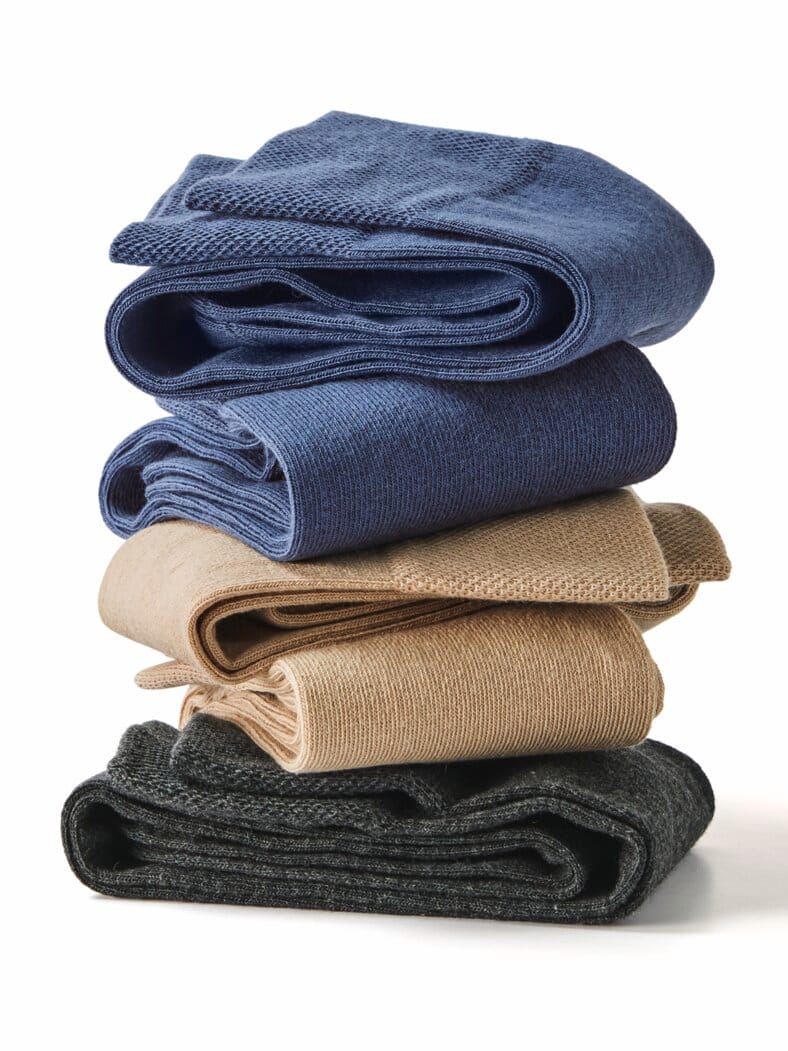 Komfort-Kniestrumpf 5 Paar Grau-Blau-Beige