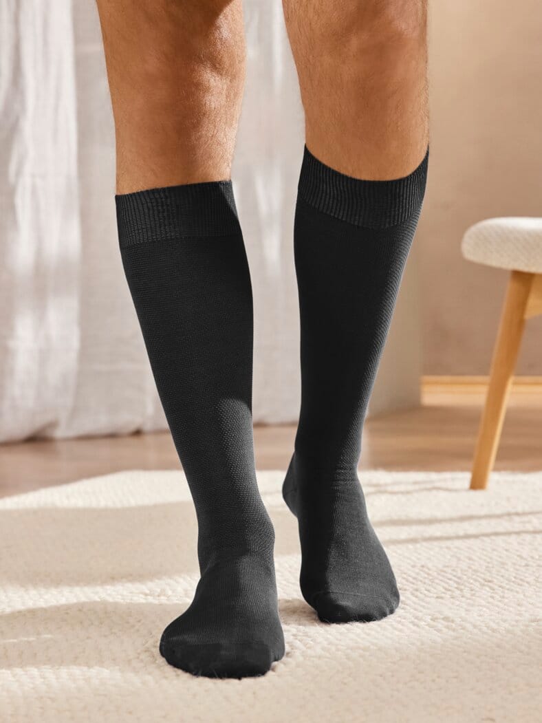 Pique-Stützstrümpfe 2 Paar Schwarz