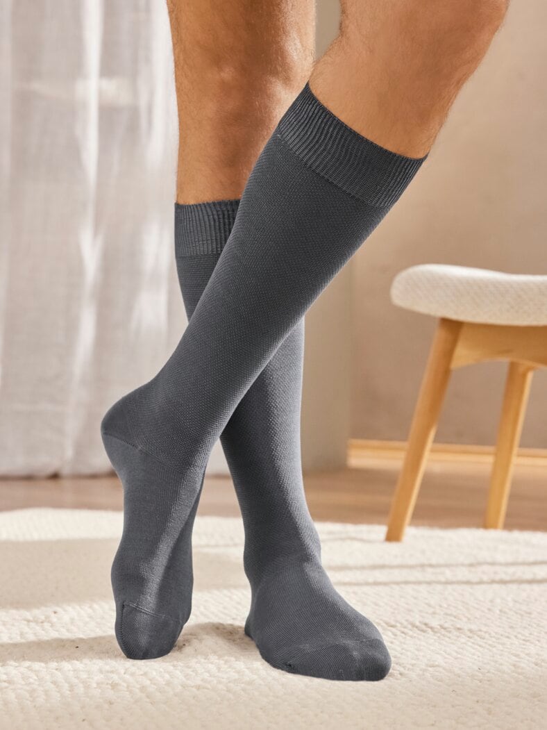 Pique-Stützstrümpfe 2 Paar Anthrazit