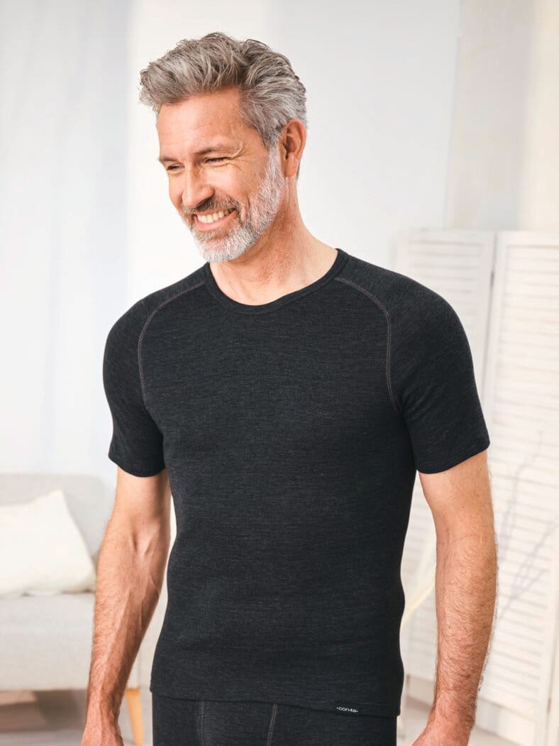 Baumwoll-Thermo Unterhemd Anthrazit mel.