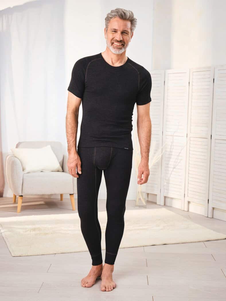 Baumwoll-Thermo Unterhose Lang Anthrazit mel.