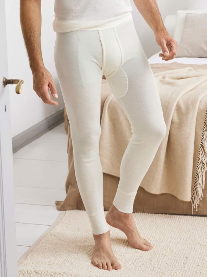 Baumwoll-Angora-Unterhose Lang Wollweiß