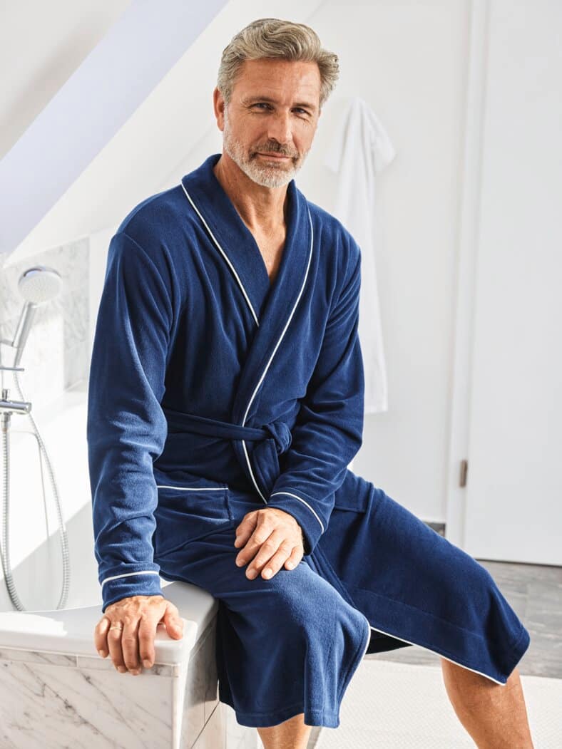 Baumwoll-Bademantel Marine