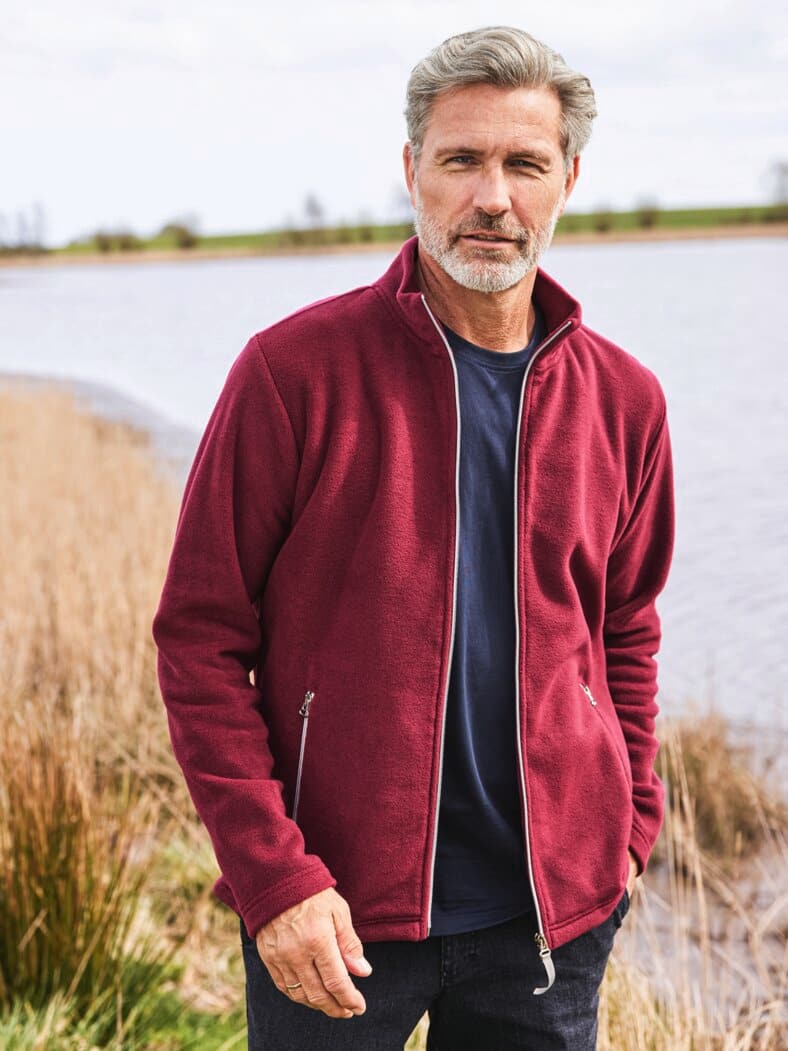 Stehkragen Fleecejacke Burgund