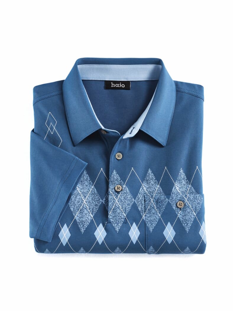 Kurzarm-Polo-Shirt Hautsympathisch Blau