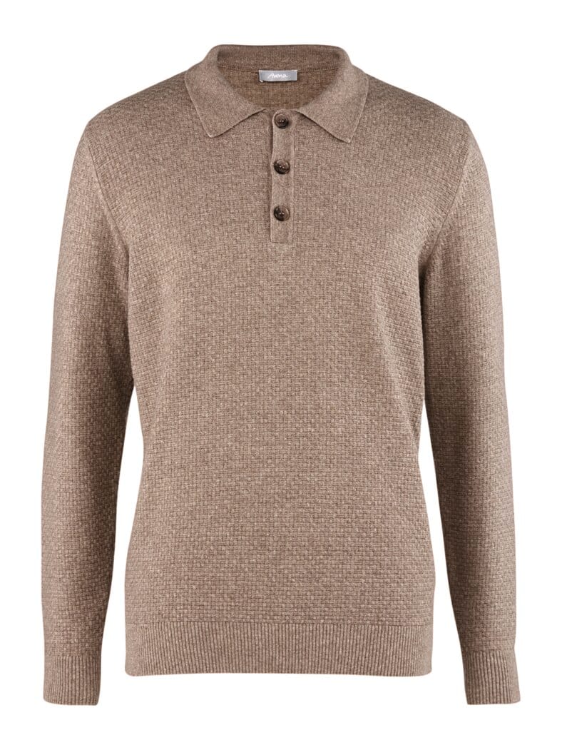 Polo-Pullover Wollstruktur Beige