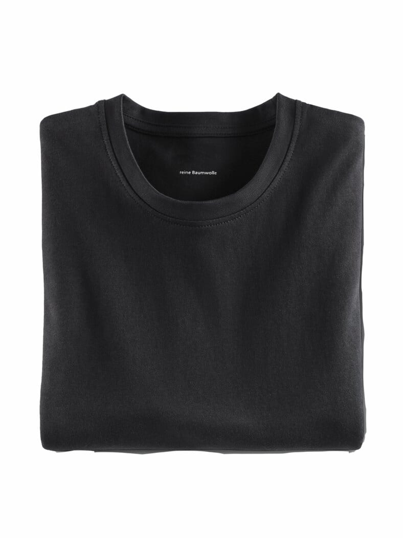 Halbarm-Shirt Baumwolle Schwarz